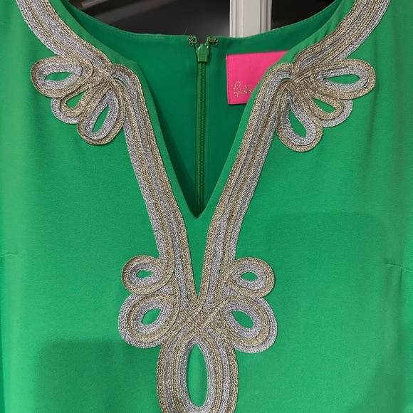 Lilly Pulitzer Cheryl Shift Green/Gold sz 4 Kentucky Derby, Bridal, Tea, Wedding - Picture 2 of 6